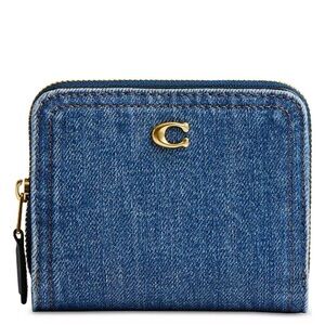 Coach Blue Denim Zip Wallet with Gold 'C' Accent